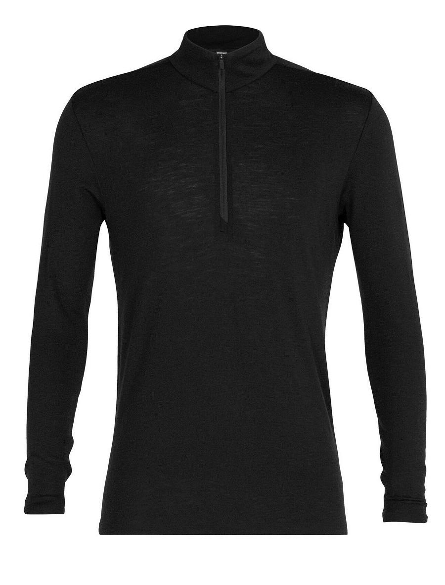 Black Men's Icebreaker Merino 175 Everyday Long Sleeve Half Zip Thermal Top Base Layers | USA 1371VRWD